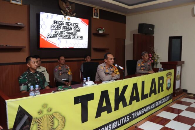 
					Gelar Konferensi Pers: Polres Takalar Selamatkan Uang Negara 1 Miliar Di Tahun 2022