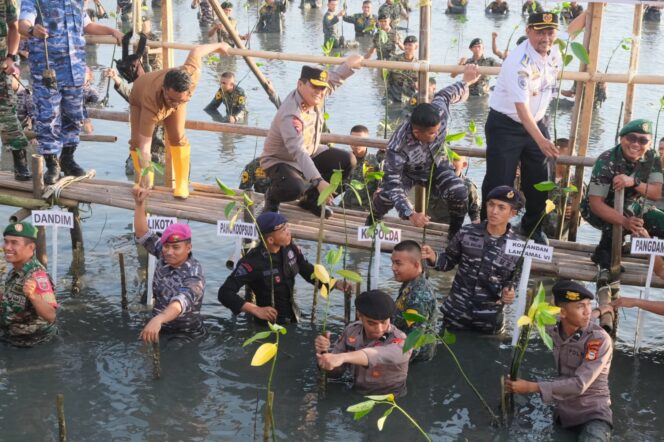 
					Kapolda Sulsel Hadiri Penanaman Mangrove Nasional Secara Serentak di Kampung Bahari Untia Kampus PIP Salodong Makassar